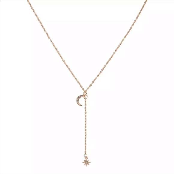 • Lindsay• Moon + Star Drop Necklace - Picture 2 of 3